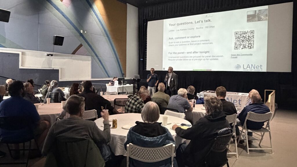 Original photograph of speakers and attendees at the October 22, 2026 LANet and Atomic Fiber community meeting at SALA.